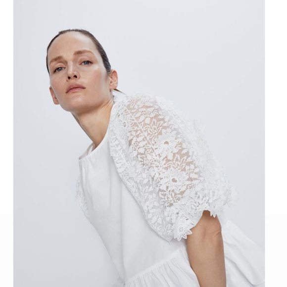 Zara combination sleeve poplin blouse - Picture 2 of 7